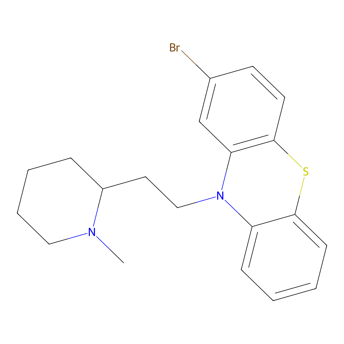 Phenothiazine, 2-bromo-10-(2-(1-methyl-2-piperidyl)ethyl)- molecular structure, CAS 60634-41-5