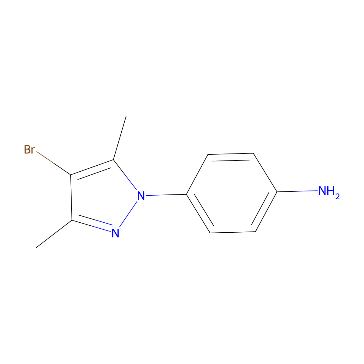 4-(4-Bromo-3,5-dimethylpyrazol-1-yl)aniline molecular structure, CAS 60639-22-7