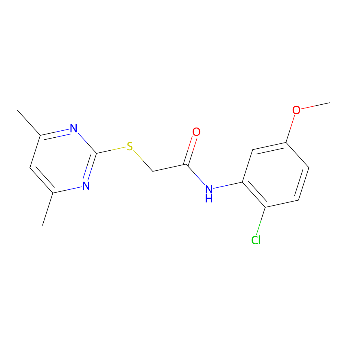 N-(2-chloro-5-methoxyphenyl)-2-(4,6-dimethylpyrimidin-2-yl)sulfanylacetamide molecular structure, CAS 6064-01-3