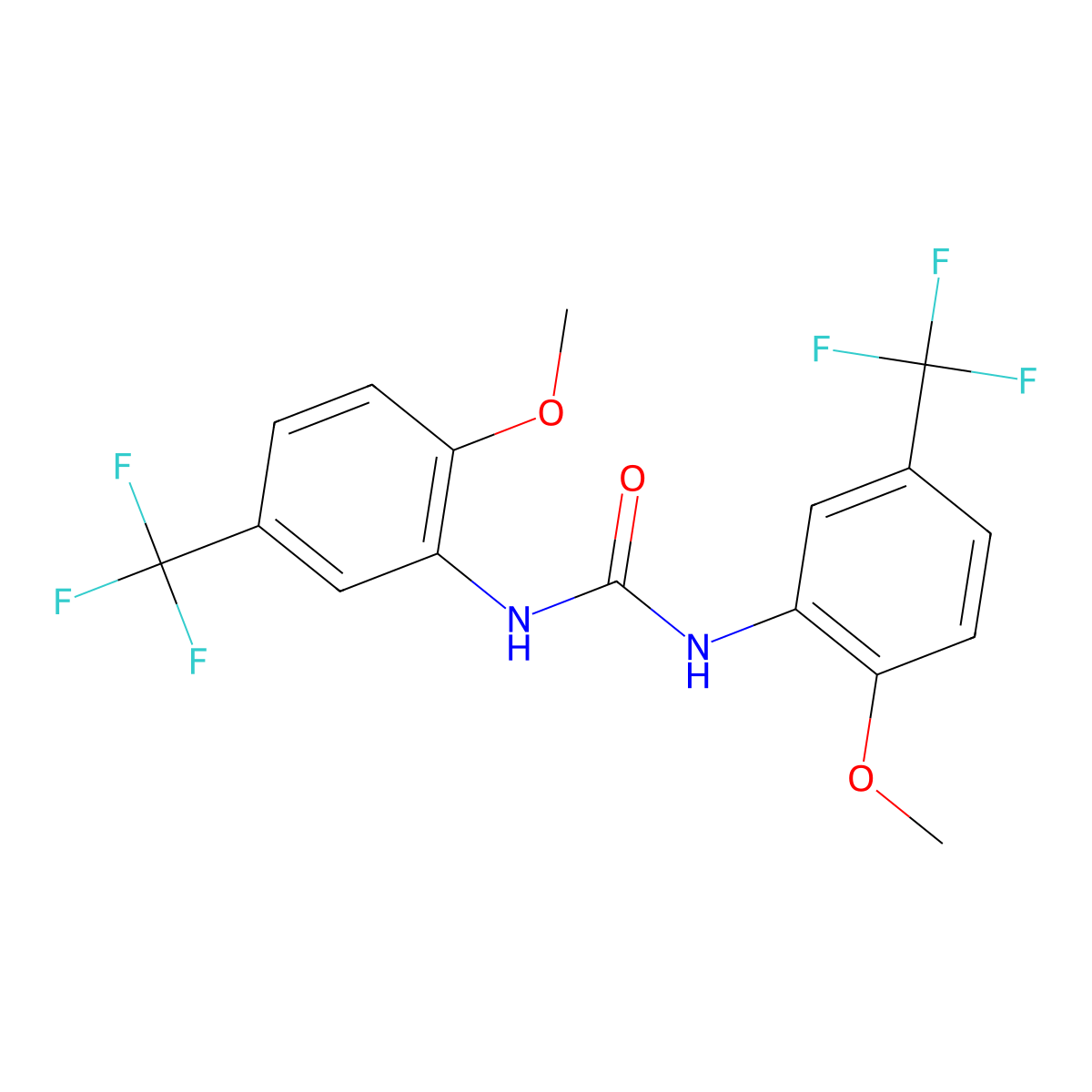 1,3-Bis(2-methoxy-5-(trifluoromethyl)phenyl)urea molecular structure, CAS 6064-14-8
