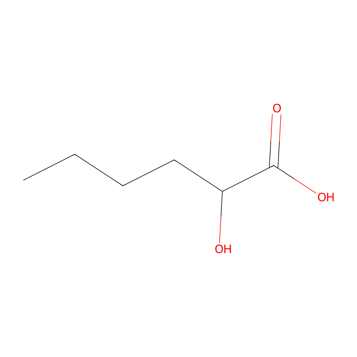 2-Hydroxyhexanoic acid molecular structure, CAS 6064-63-7