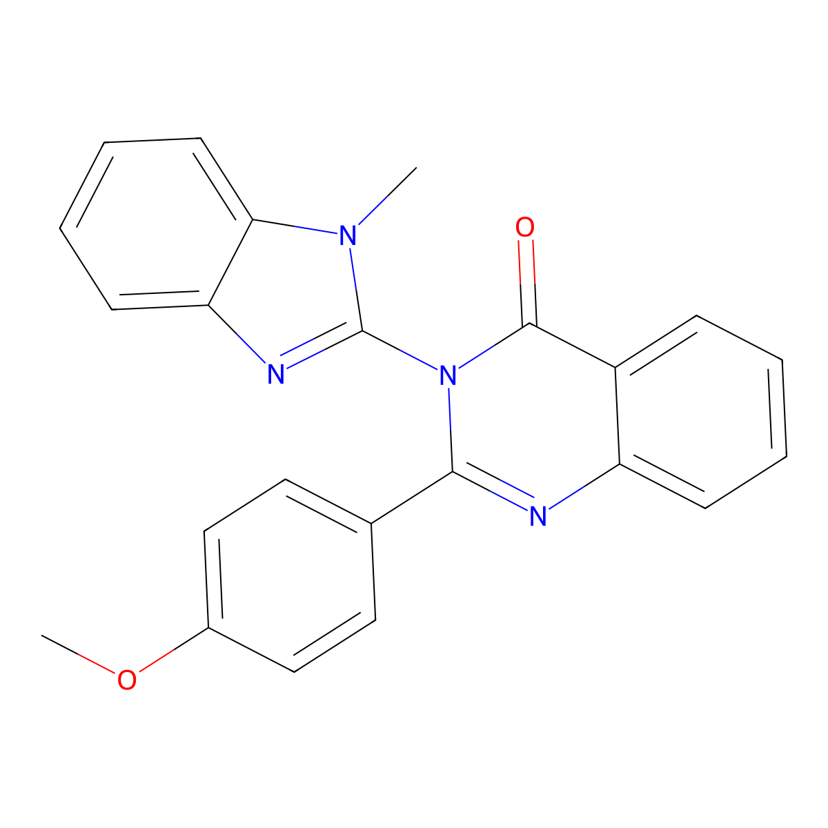 2-(4-methoxyphenyl)-3-(1-methyl-1H-benzimidazol-2-yl)quinazolin-4(3H)-one molecular structure, CAS 6064-87-5