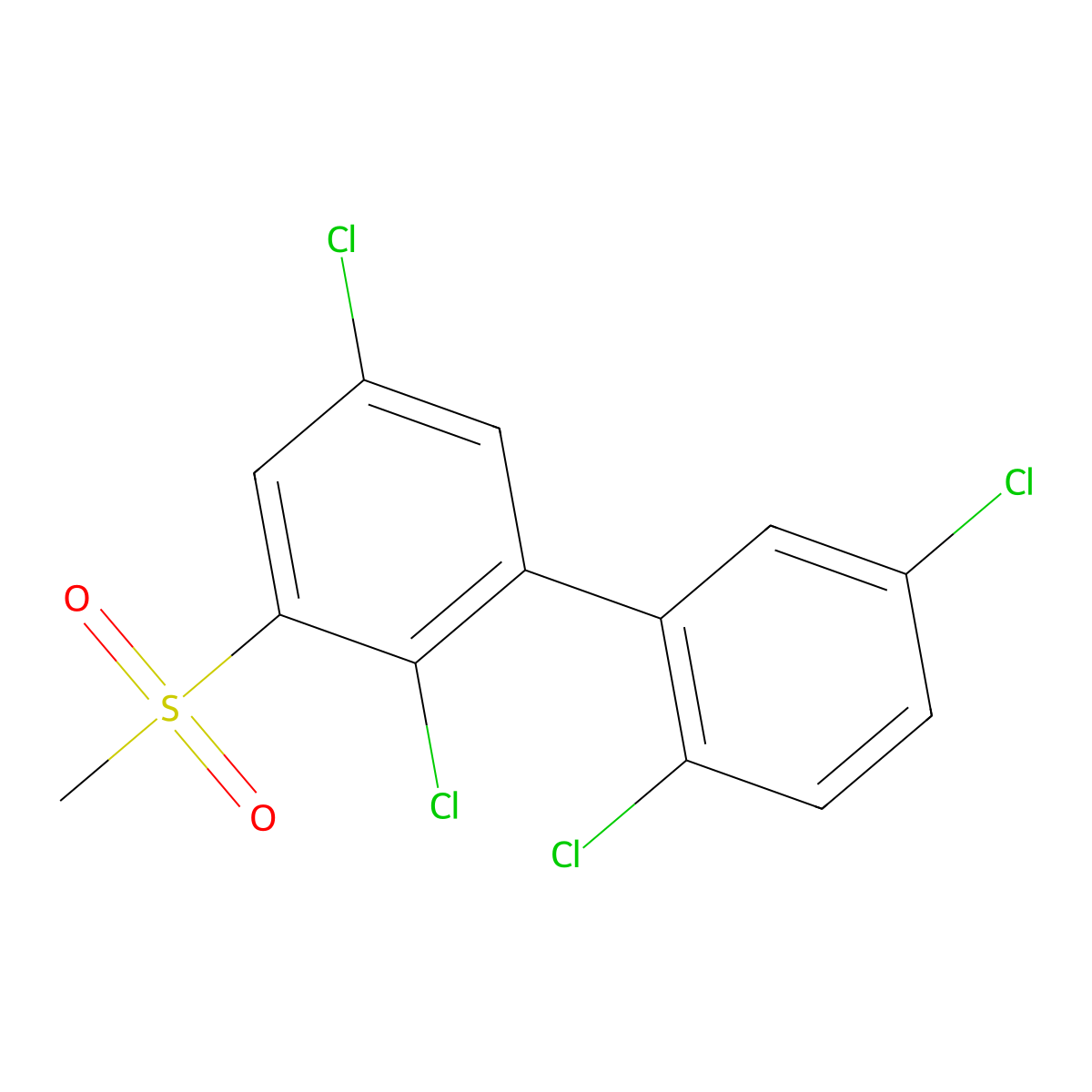 1,1'-Biphenyl, 2,2',5,5'-tetrachloro-3-(methylsulfonyl)- molecular structure, CAS 60640-54-2
