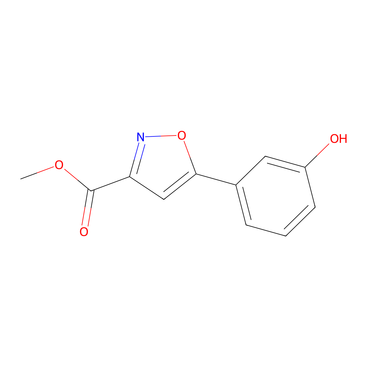 Methyl 5-(3-hydroxyphenyl)-1,2-oxazole-3-carboxylate molecular structure, CAS 60640-64-4