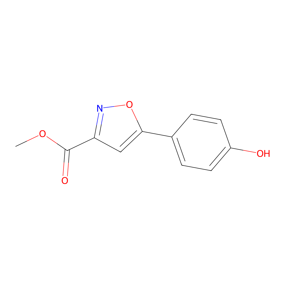 Methyl 5-(4-hydroxyphenyl)isoxazole-3-carboxylate molecular structure, CAS 60640-71-3