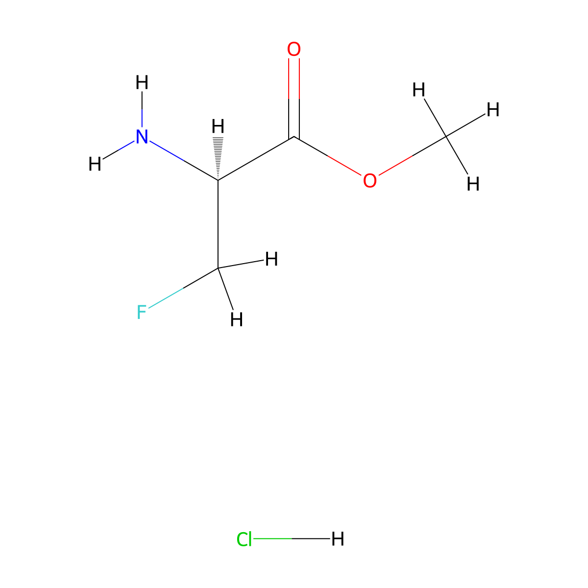3-Fluoro-D-alanine methyl ester, hydrochloride molecular structure, CAS 60644-02-2