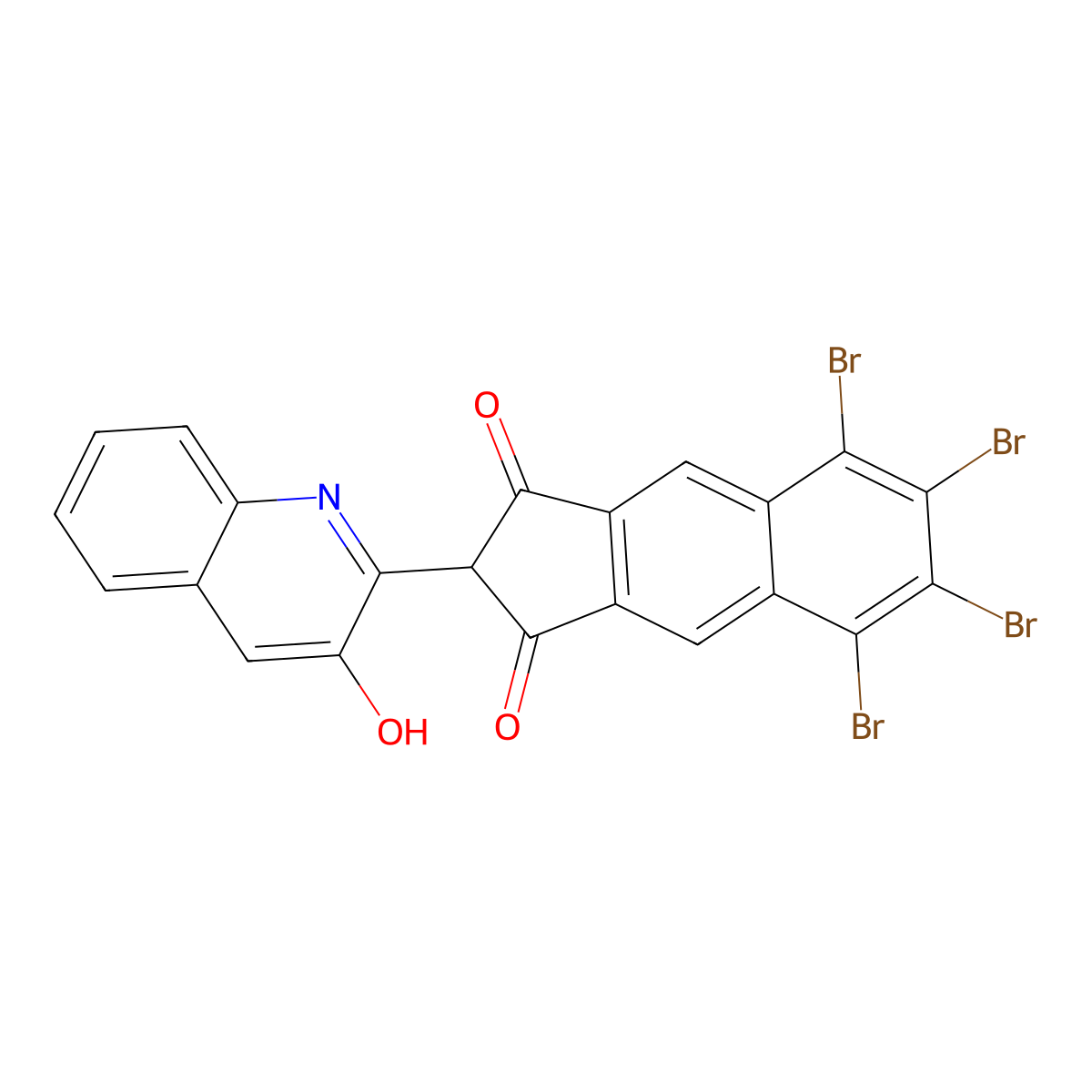 1H-Benz[f]indene-1,3(2H)-dione, 5,6,7,8-tetrabromo-2-(3-hydroxy-2-quinolinyl)- molecular structure, CAS 60644-91-9