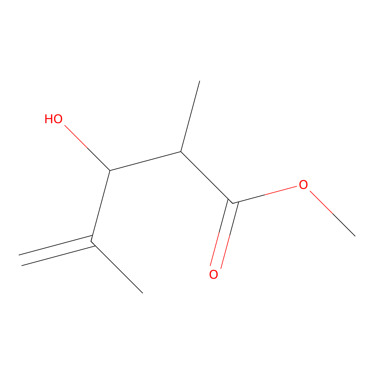 Methyl 3-hydroxy-2,4-dimethylpent-4-enoate molecular structure, CAS 606489-56-9