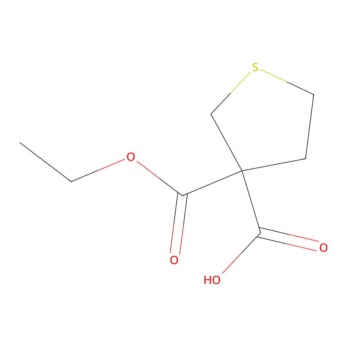 3-(Ethoxycarbonyl)thiolane-3-carboxylic acid molecular structure, CAS 606491-72-9