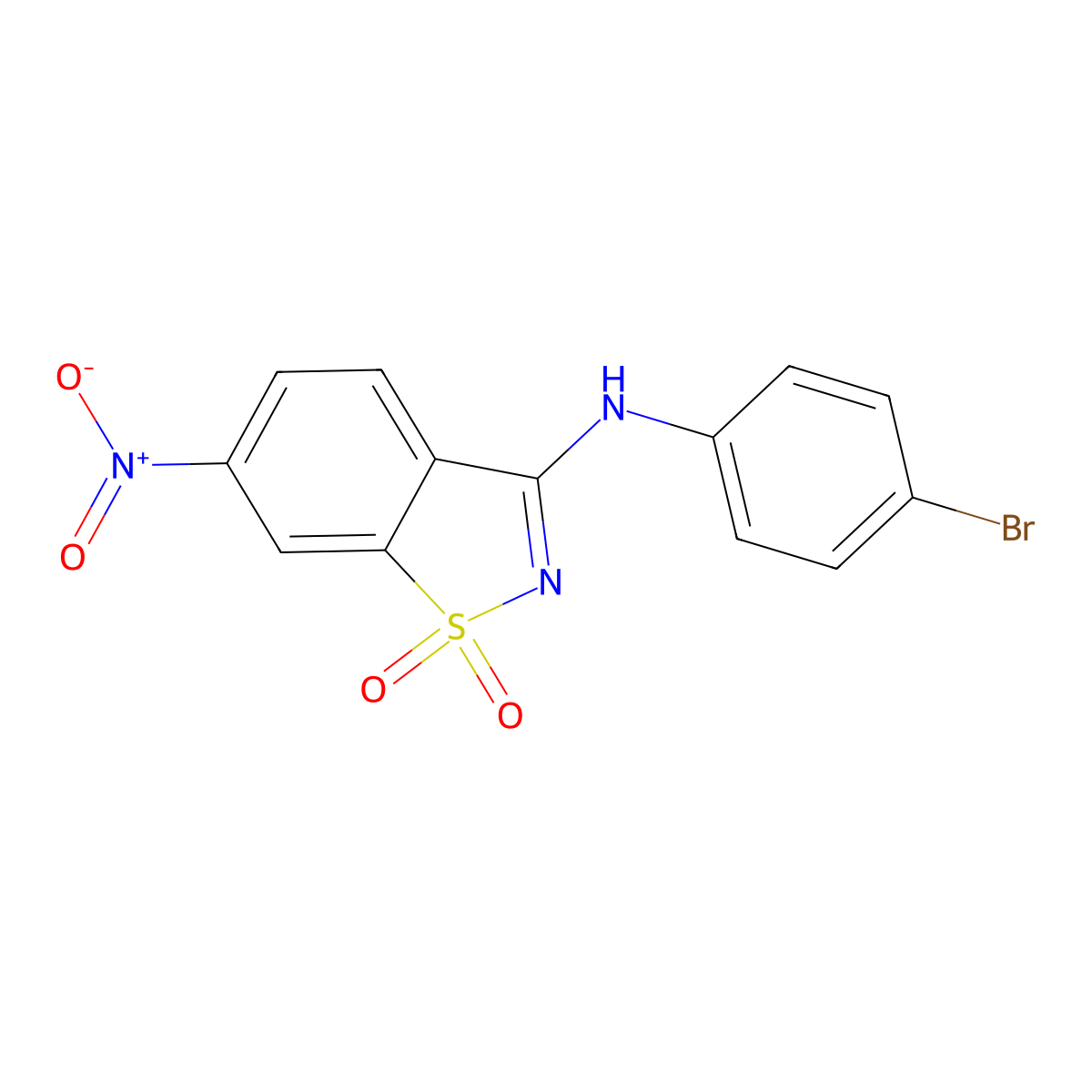 N-(4-bromophenyl)-6-nitro-1,1-dioxo-1,2-benzothiazol-3-amine molecular structure, CAS 6065-55-0