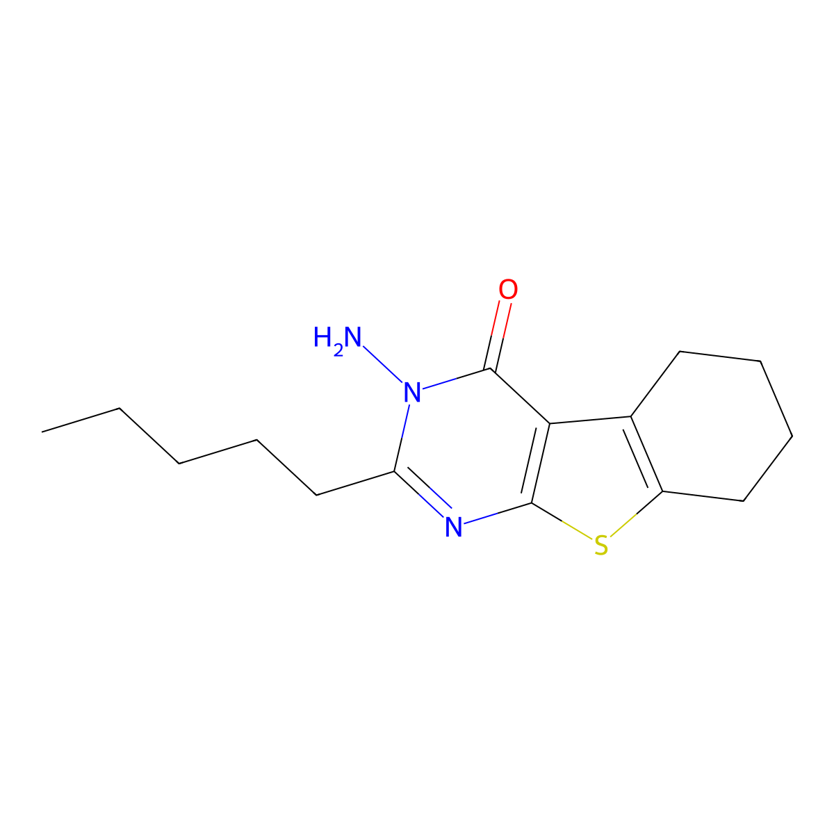 3-Amino-2-pentyl-5,6,7,8-tetrahydro-[1]benzothiolo[2,3-d]pyrimidin-4-one molecular structure, CAS 6065-81-2
