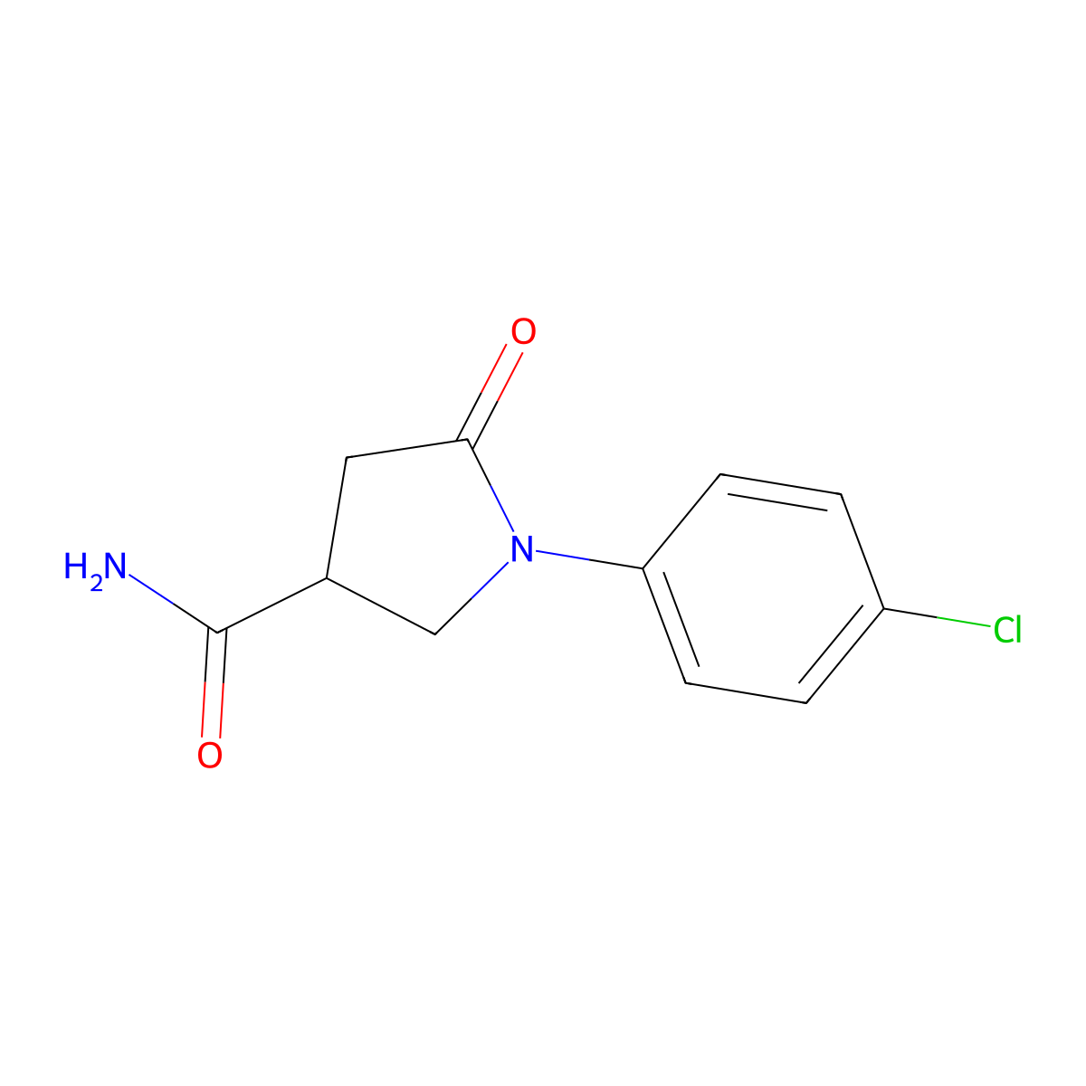 1-(4-Chlorophenyl)-5-oxopyrrolidine-3-carboxamide molecular structure, CAS 60655-92-7