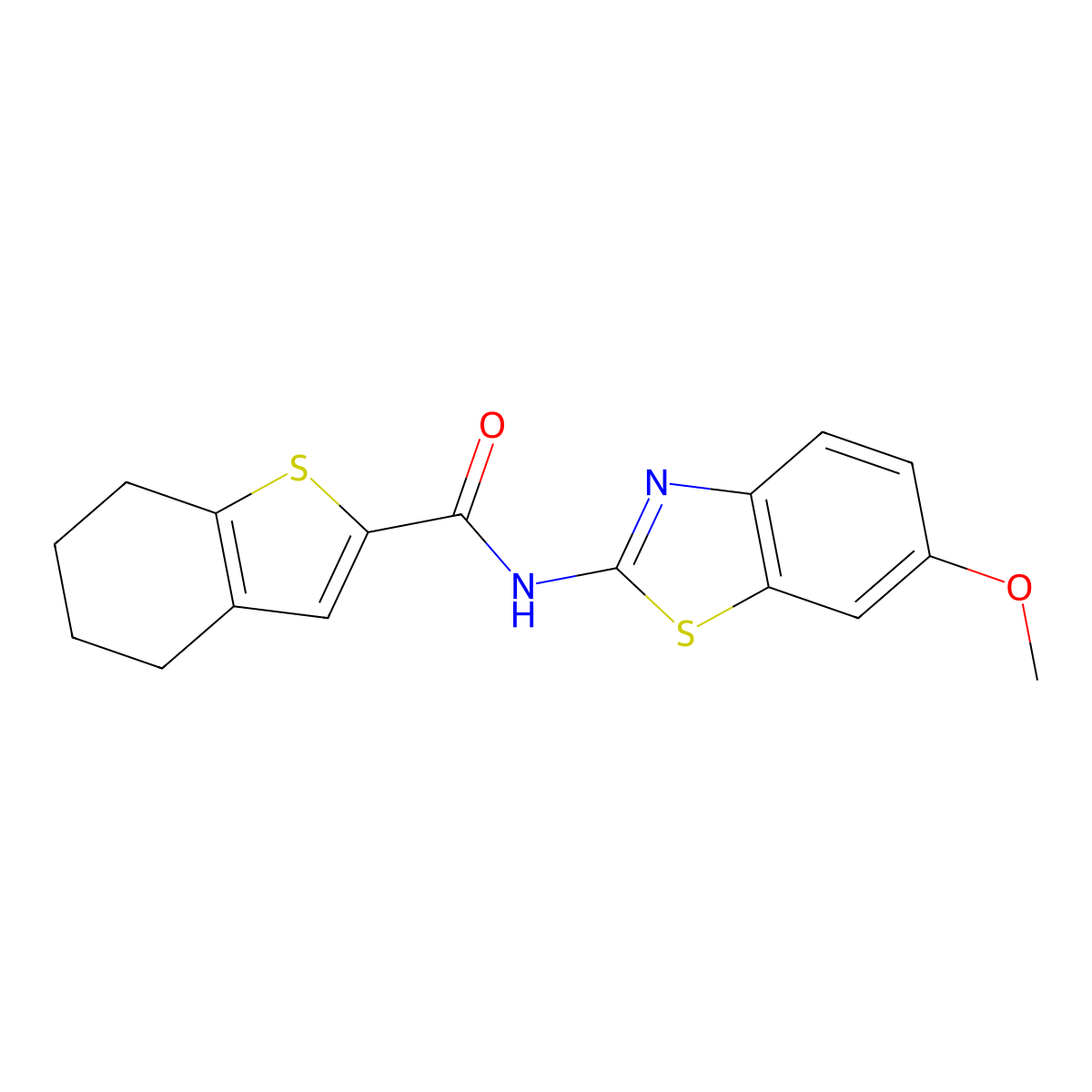 N-(6-methoxy-1,3-benzothiazol-2-yl)-4,5,6,7-tetrahydro-1-benzothiophene-2-carboxamide molecular structure, CAS 6066-21-3