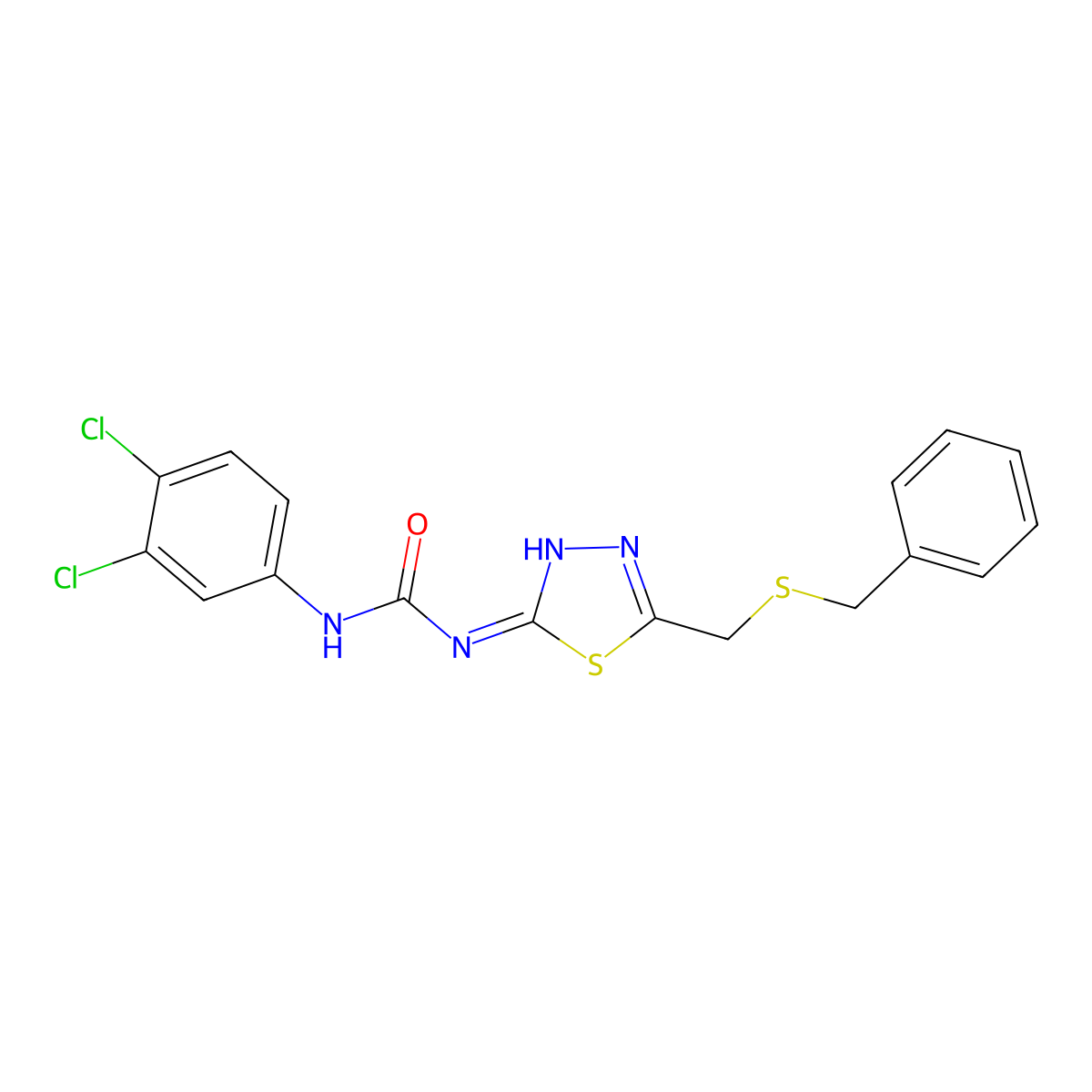 1-[5-(Benzylsulfanylmethyl)-1,3,4-thiadiazol-2-yl]-3-(3,4-dichlorophenyl)urea molecular structure, CAS 6066-87-1