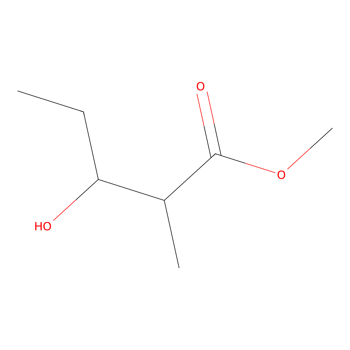 Methyl 3-hydroxy-2-methylpentanoate molecular structure, CAS 60665-94-3