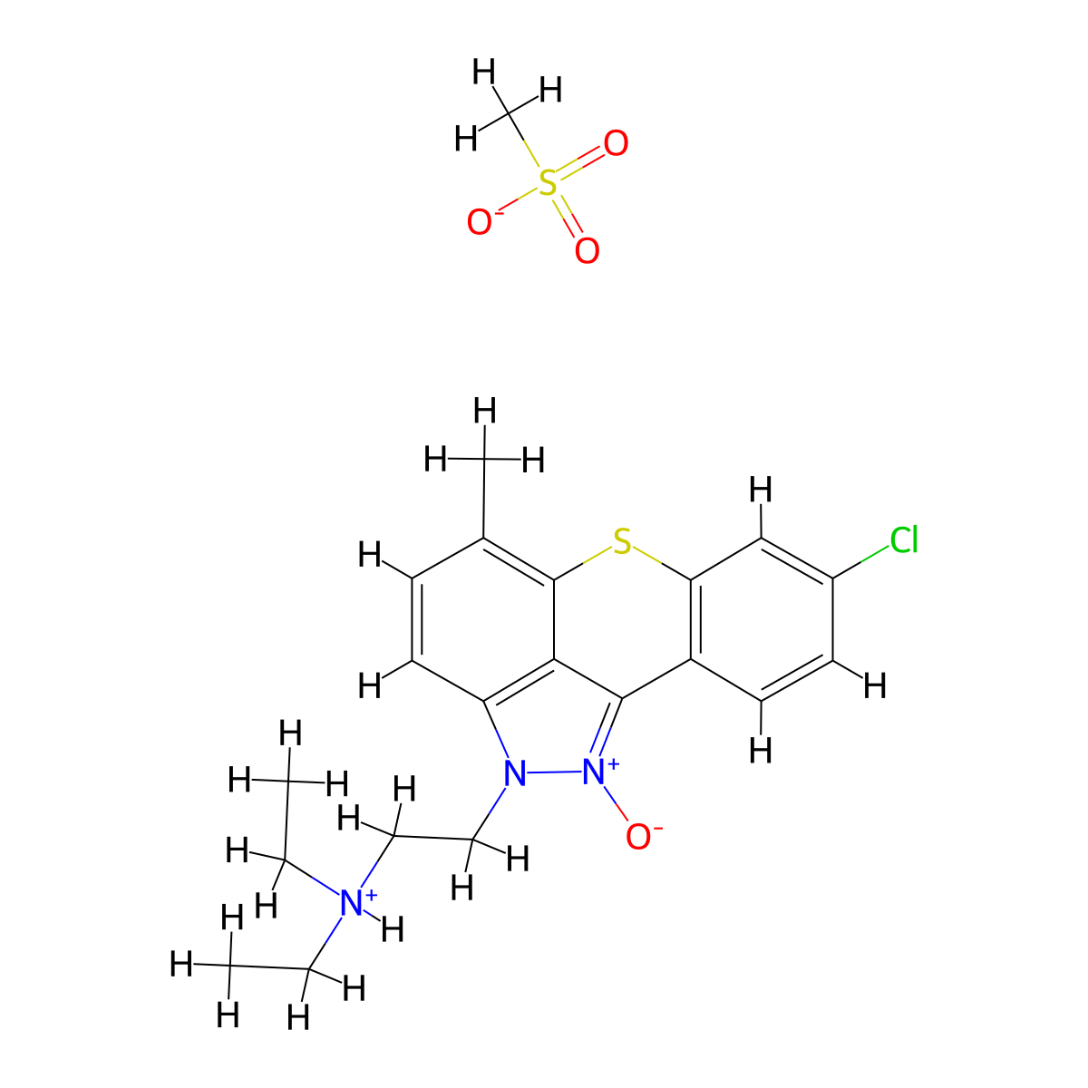2H-(1)Benzothiopyrano(4,3,2-cd)indazole-2-ethanamine, 8-chloro-N,N-diethyl-5-methyl-, N-oxide,monomethanesulfonate molecular structure, CAS 60666-35-5
