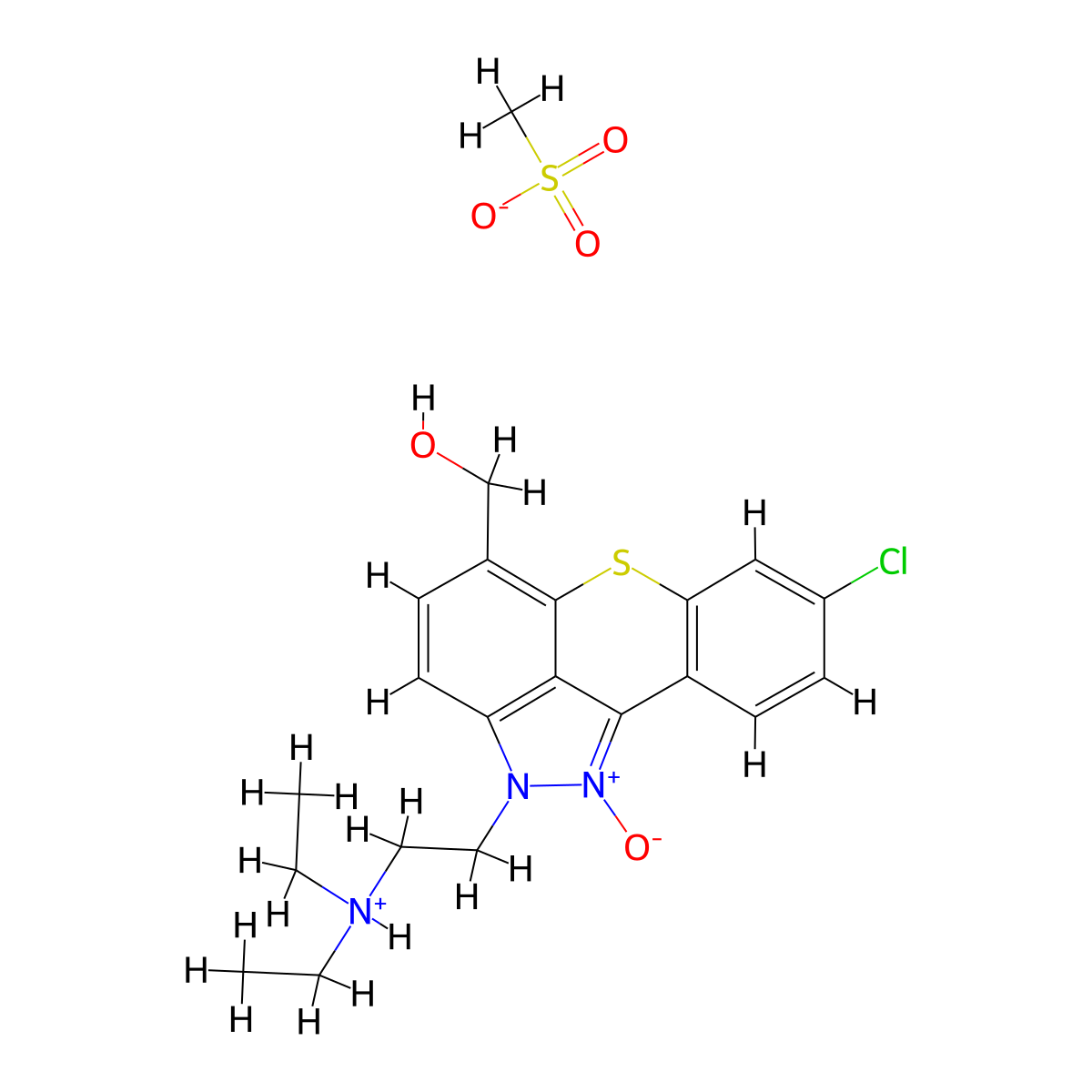 2H-(1)Benzothiopyrano(4,3,2-cd)indazole-5-methanol, 8-chloro-2-(2-(diethylamino)ethyl)-, N-oxide, monomethanesulfonate (salt) molecular structure, CAS 60666-36-6