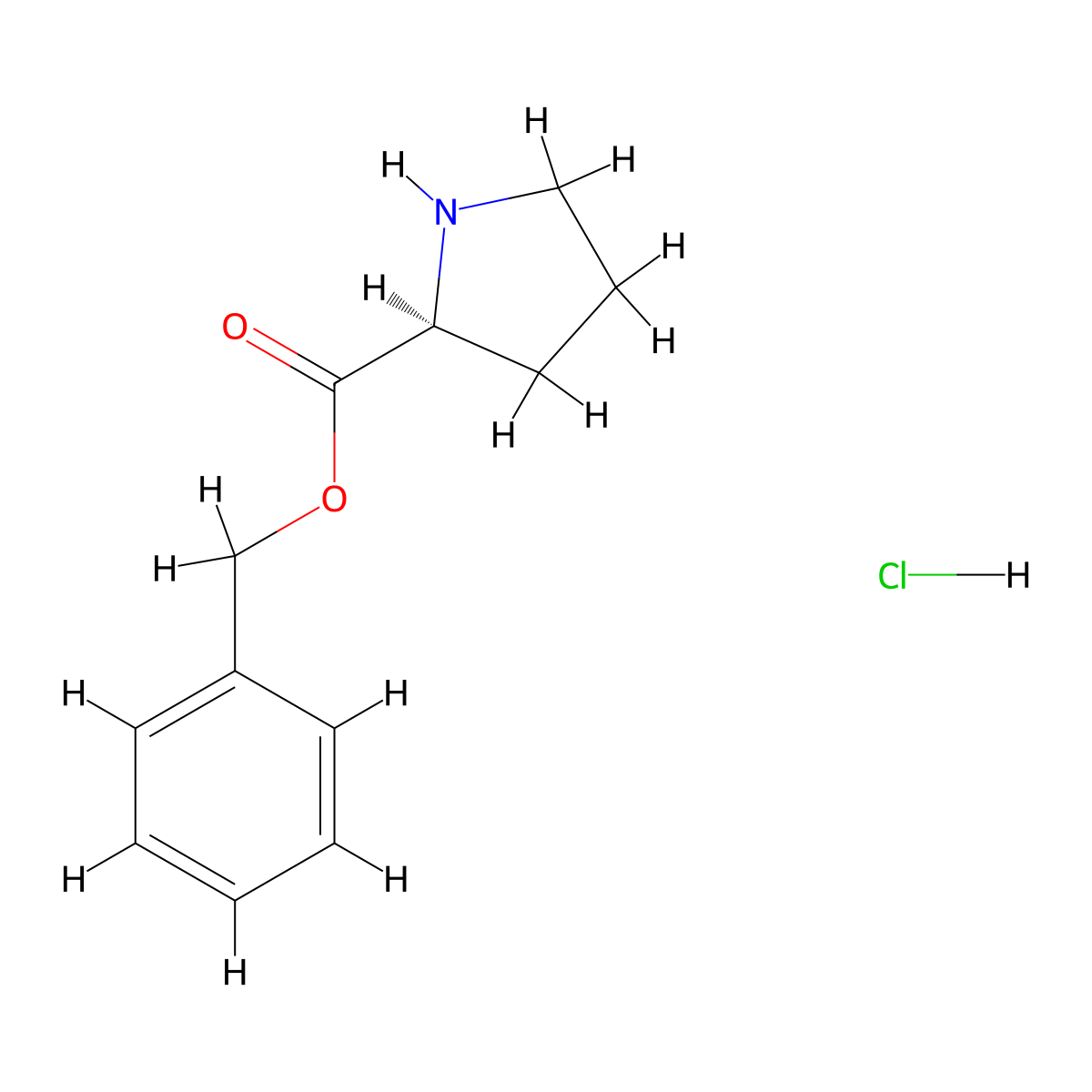 Proline benzyl ester hydrochloride molecular structure, CAS 60668-01-1