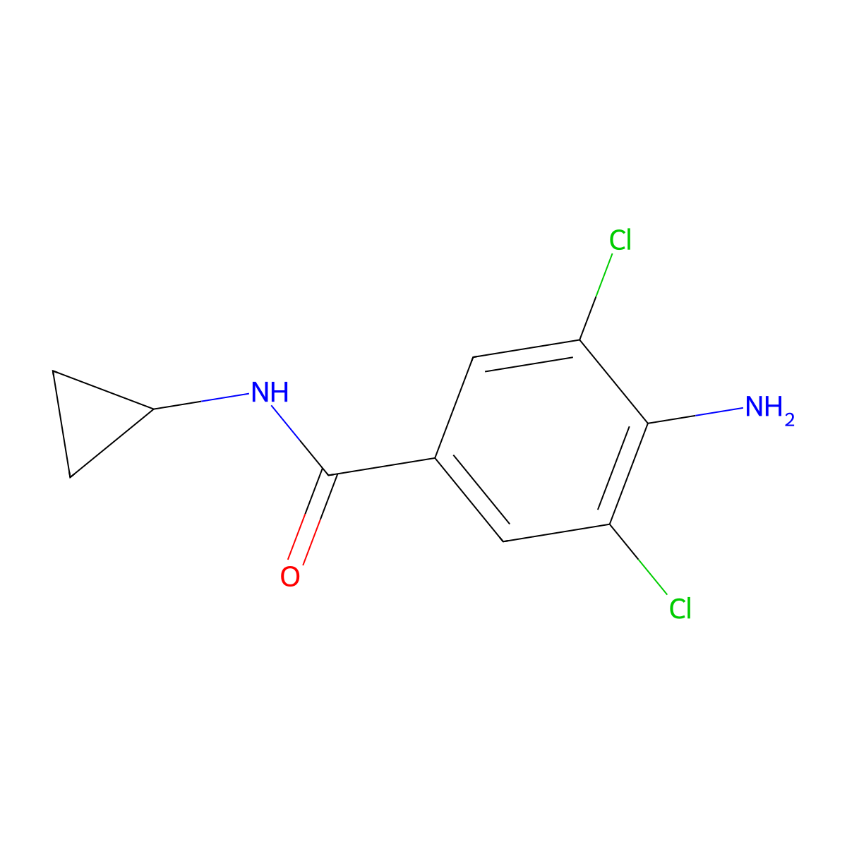 4-amino-3,5-dichloro-N-cyclopropylbenzamide molecular structure, CAS 60676-83-7