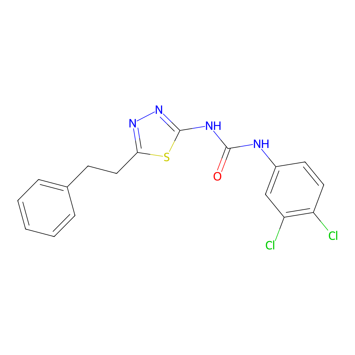 1-(3,4-Dichlorophenyl)-3-(5-phenethyl-1,3,4-thiadiazol-2-yl)urea molecular structure, CAS 6068-09-3