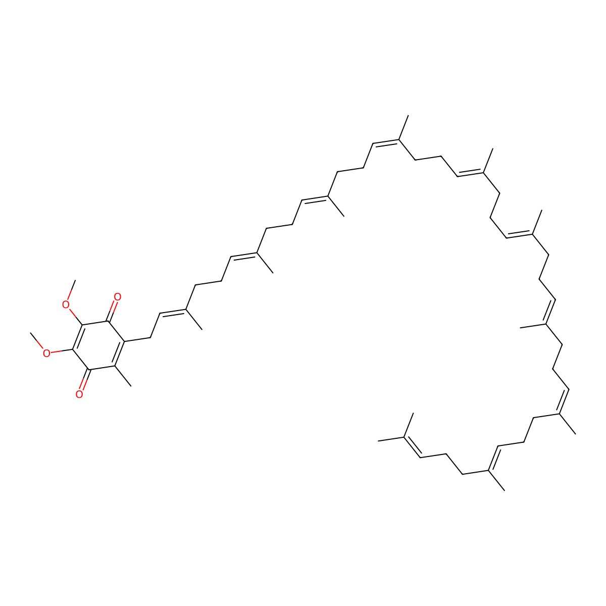 2-[(2E,6E,10E,14Z,18E,22E,26E,30Z,34E)-3,7,11,15,19,23,27,31,35,39-decamethyltetraconta-2,6,10,14,18,22,26,30,34,38-decaen-1-yl]-5,6-dimethoxy-3-methylcyclohexa-2,5-diene-1,4-dione molecular structure, CAS 60684-33-5