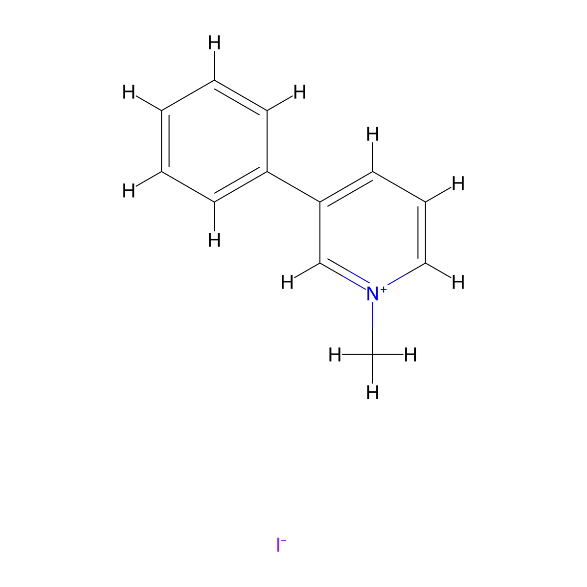 1-Methyl-3-phenylpyridin-1-ium iodide molecular structure, CAS 60684-91-5