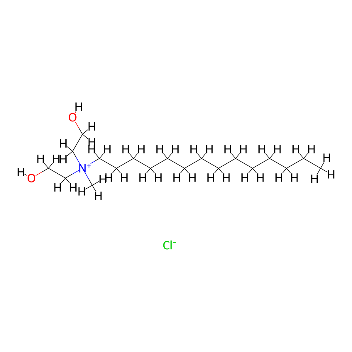 Bis(2-hydroxyethyl)methyltetradecylammonium chloride molecular structure, CAS 60687-90-3