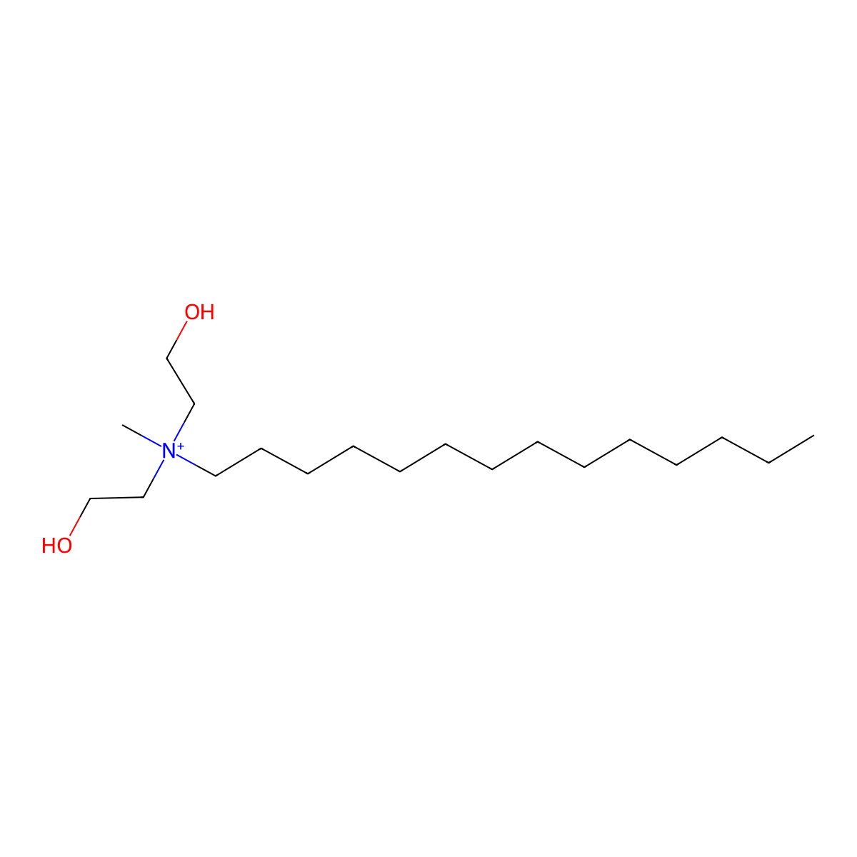 N,N-Bis(2-hydroxyethyl)-N-methyl-1-tetradecanaminium molecular structure, CAS 60687-91-4