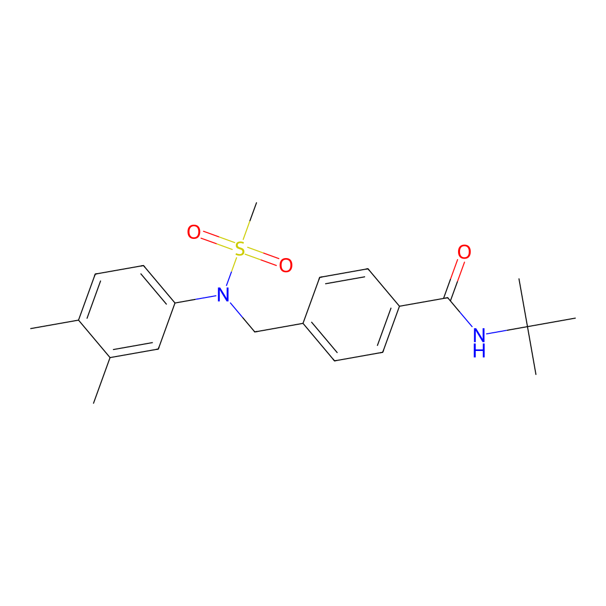 N-tert-Butyl-4-{[(3,4-dimethylphenyl)(methanesulfonyl)amino]methyl}benzamide molecular structure, CAS 6069-20-1