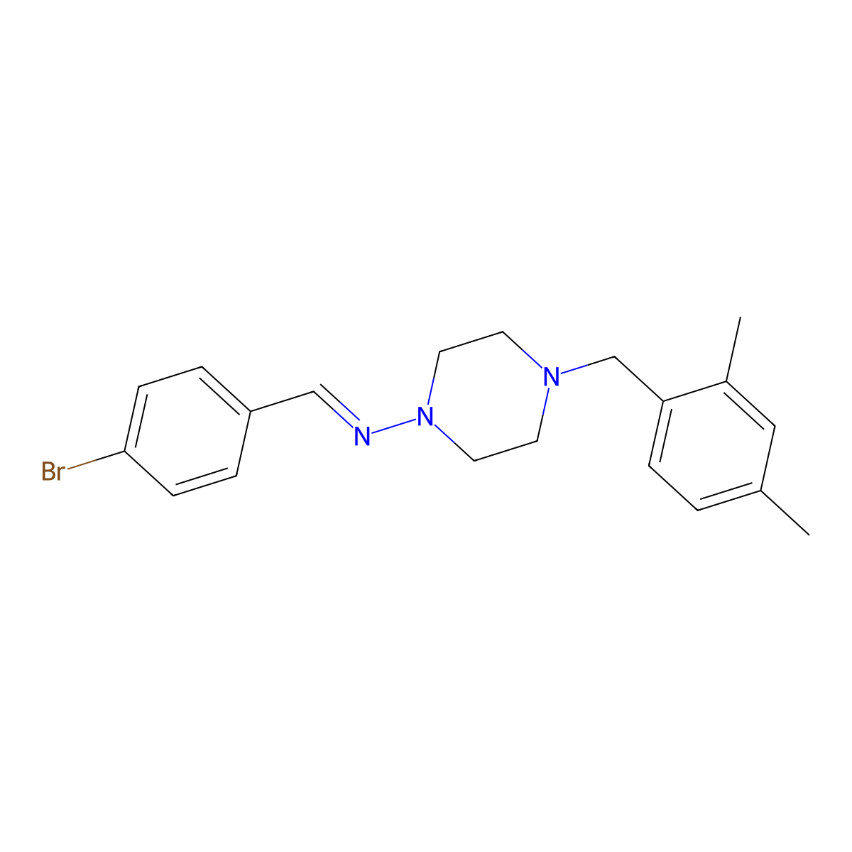 1-(4-bromophenyl)-N-[4-[(2,4-dimethylphenyl)methyl]piperazin-1-yl]methanimine molecular structure, CAS 6069-49-4
