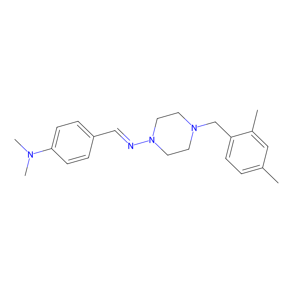 4-[[4-[(2,4-dimethylphenyl)methyl]piperazin-1-yl]iminomethyl]-N,N-dimethylaniline molecular structure, CAS 6069-88-1
