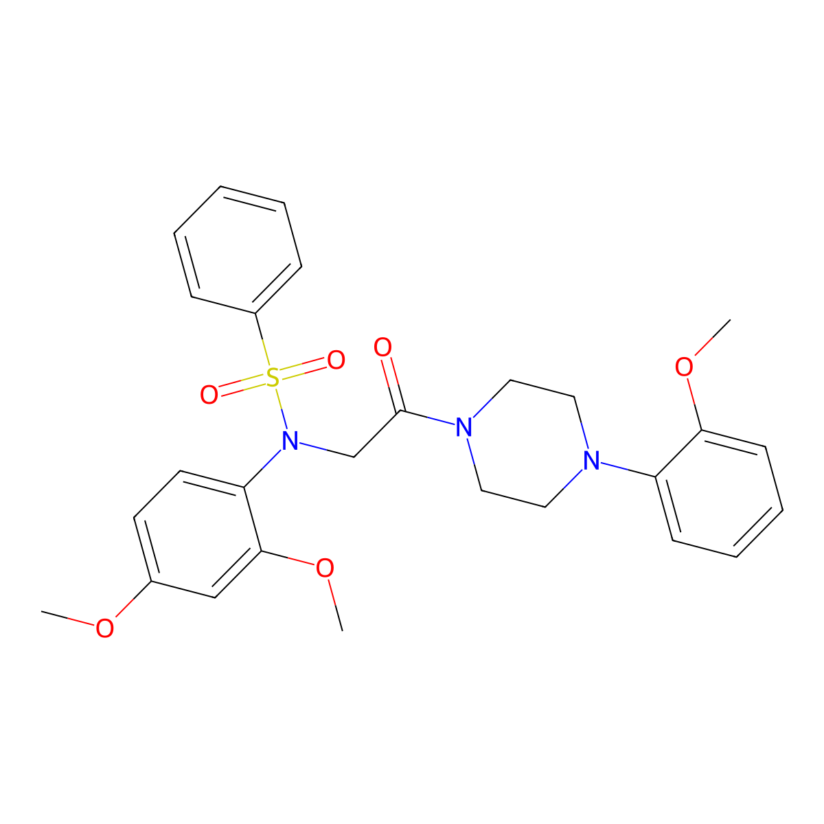 N-(2,4-dimethoxyphenyl)-N-[2-[4-(2-methoxyphenyl)piperazin-1-yl]-2-oxoethyl]benzenesulfonamide molecular structure, CAS 6069-94-9
