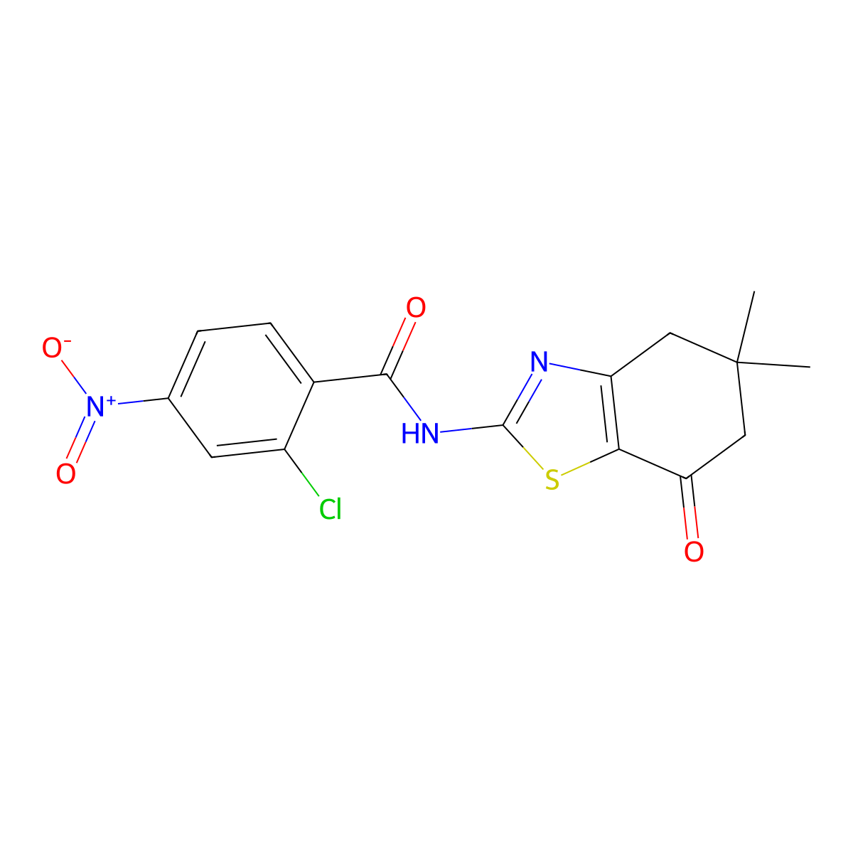 2-chloro-N-(5,5-dimethyl-7-oxo-4,5,6,7-tetrahydro-1,3-benzothiazol-2-yl)-4-nitrobenzamide molecular structure, CAS 606922-59-2