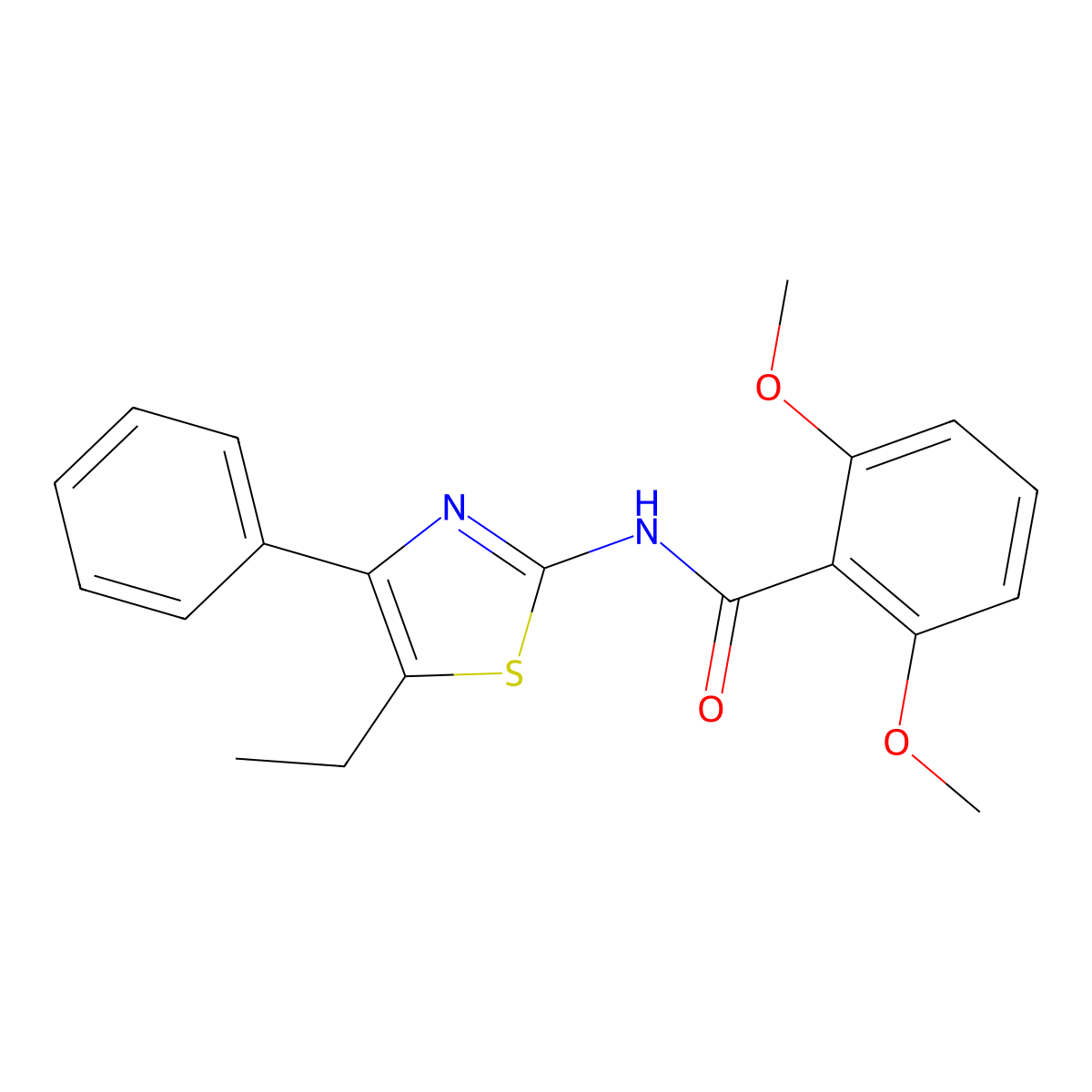 N-(5-ethyl-4-phenyl-1,3-thiazol-2-yl)-2,6-dimethoxybenzamide molecular structure, CAS 606922-63-8