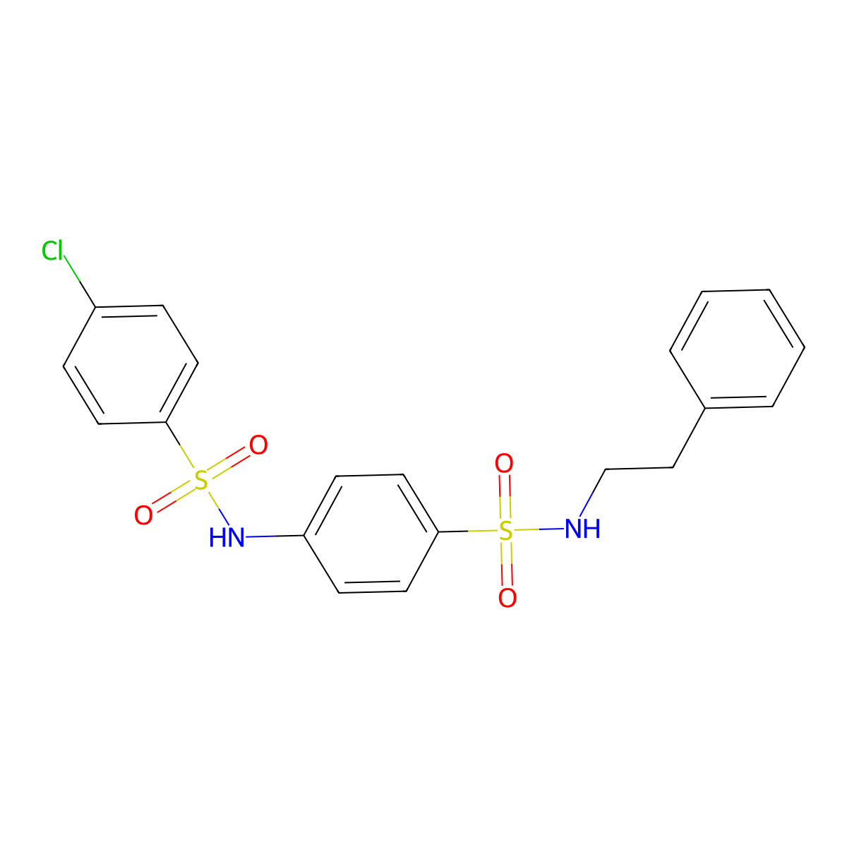 4-Chloro-N-(4-(N-phenethylsulfamoyl)phenyl)benzenesulfonamide molecular structure, CAS 606922-74-1