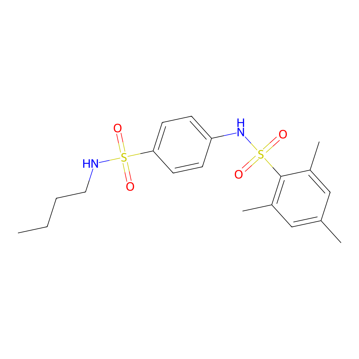 N-[4-(butylsulfamoyl)phenyl]-2,4,6-trimethylbenzenesulfonamide molecular structure, CAS 606922-76-3