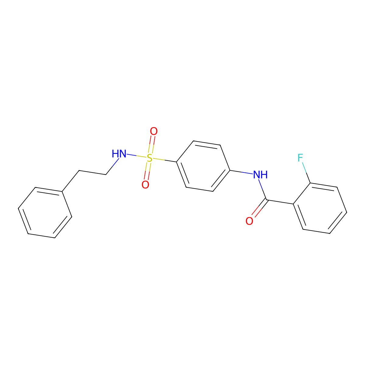 2-fluoro-N-{4-[(2-phenylethyl)sulfamoyl]phenyl}benzamide molecular structure, CAS 606922-81-0
