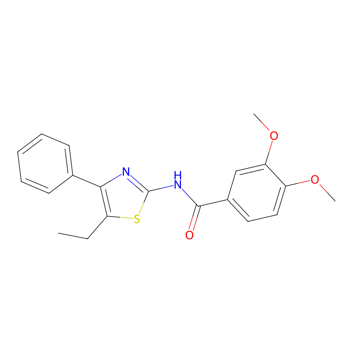 N-(5-ethyl-4-phenyl-1,3-thiazol-2-yl)-3,4-dimethoxybenzamide molecular structure, CAS 606922-83-2