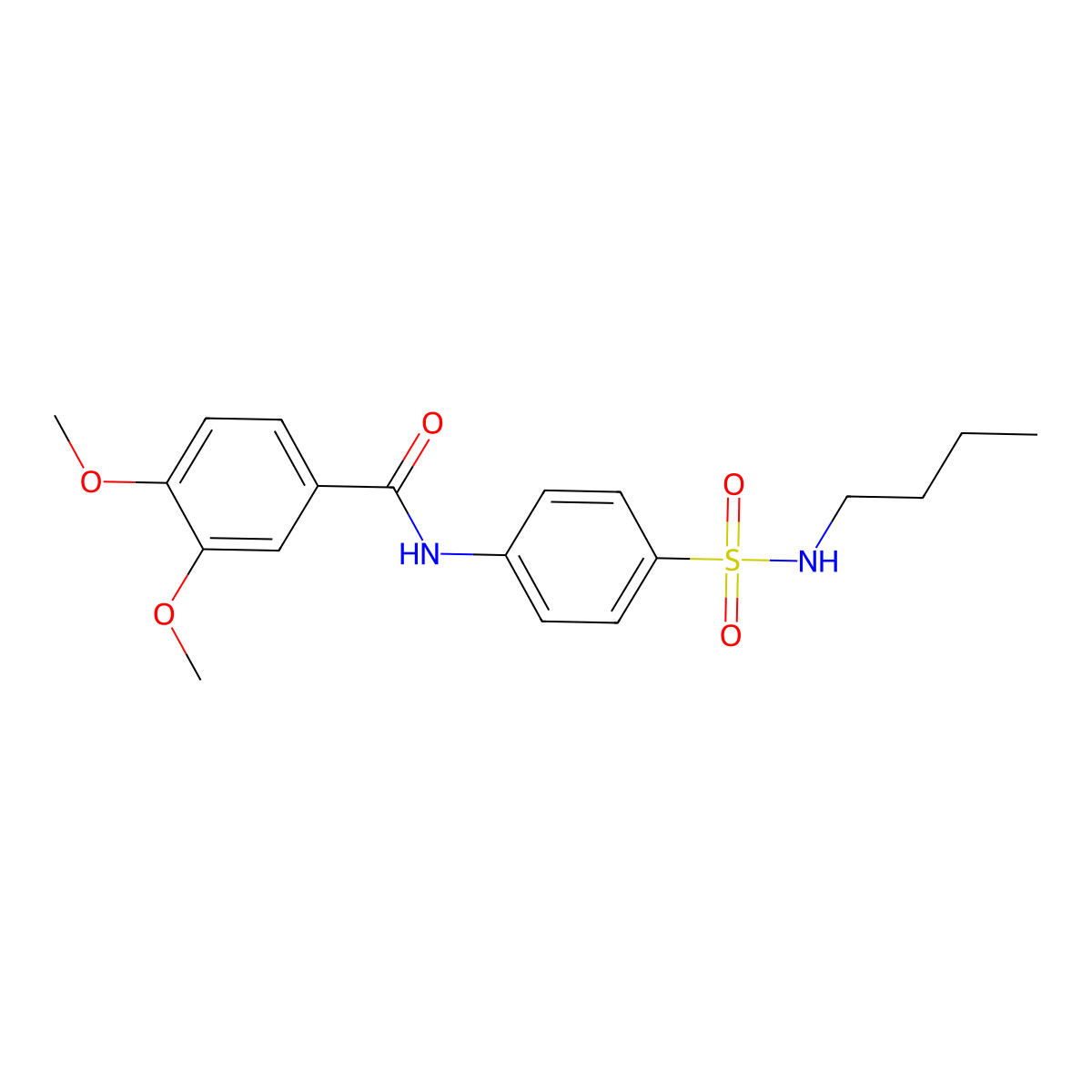 N-[4-(butylsulfamoyl)phenyl]-3,4-dimethoxybenzamide molecular structure, CAS 606922-84-3