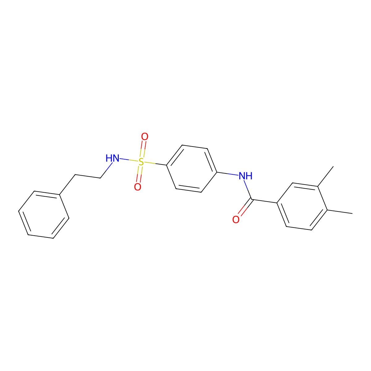 3,4-dimethyl-N-{4-[(2-phenylethyl)sulfamoyl]phenyl}benzamide molecular structure, CAS 606922-85-4