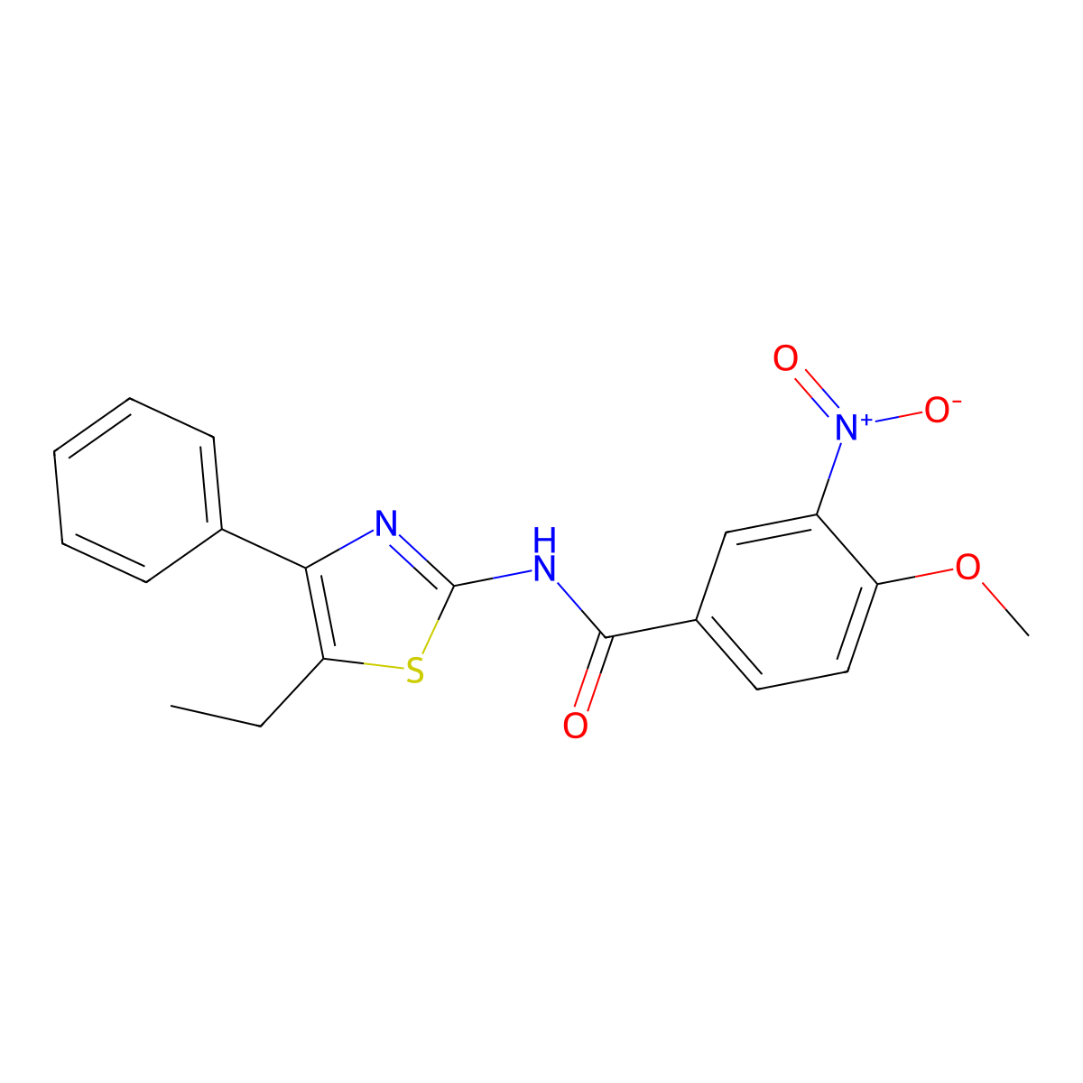 N-(5-ethyl-4-phenyl-1,3-thiazol-2-yl)-4-methoxy-3-nitrobenzamide molecular structure, CAS 606922-90-1