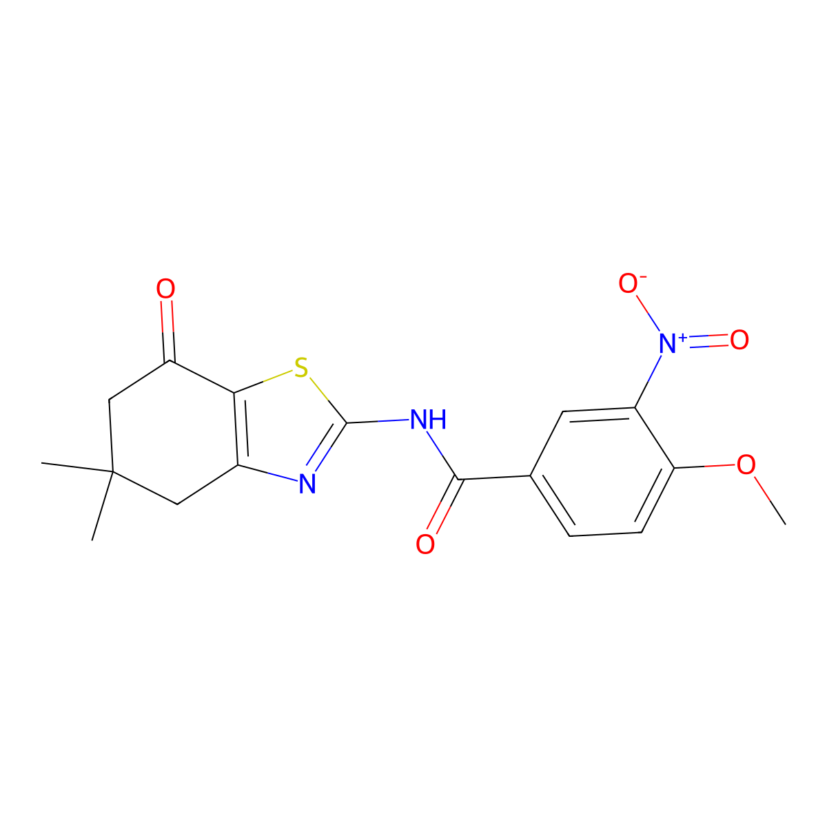 N-(5,5-dimethyl-7-oxo-4,5,6,7-tetrahydro-1,3-benzothiazol-2-yl)-4-methoxy-3-nitrobenzamide molecular structure, CAS 606922-91-2