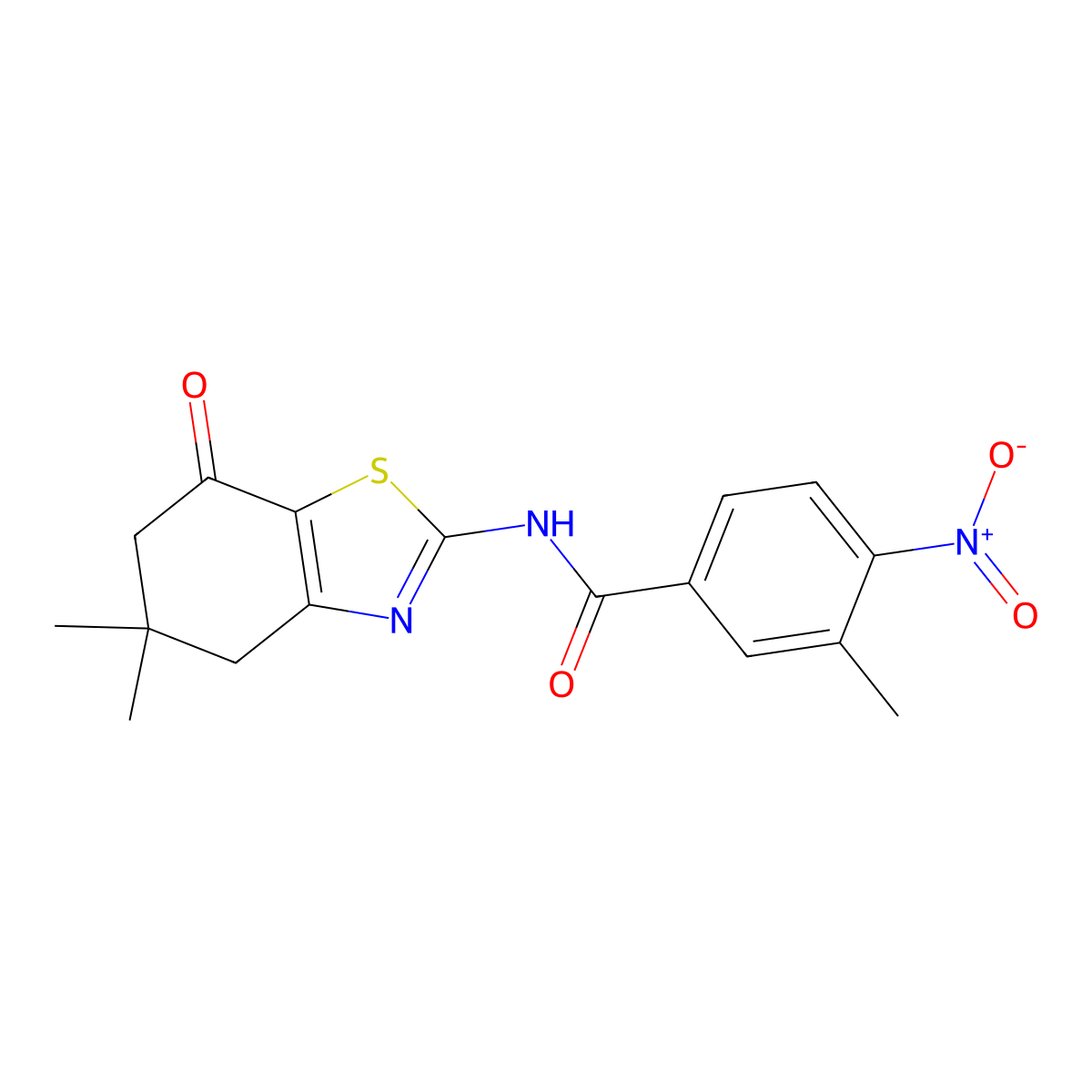 N-(5,5-dimethyl-7-oxo-4,5,6,7-tetrahydro-1,3-benzothiazol-2-yl)-3-methyl-4-nitrobenzamide molecular structure, CAS 606922-93-4