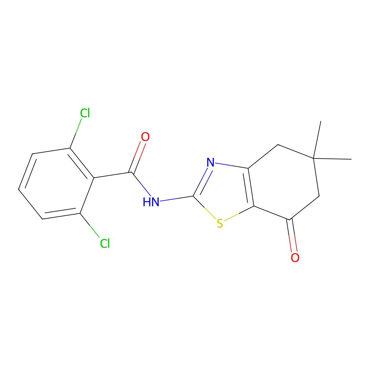 2,6-dichloro-N-(5,5-dimethyl-7-oxo-4,5,6,7-tetrahydro-1,3-benzothiazol-2-yl)benzamide molecular structure, CAS 606922-95-6