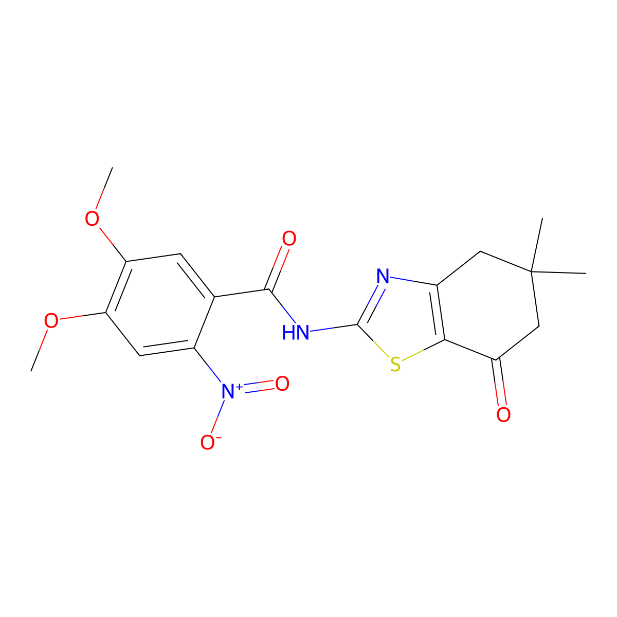 N-(5,5-dimethyl-7-oxo-4,6-dihydro-1,3-benzothiazol-2-yl)-4,5-dimethoxy-2-nitrobenzamide molecular structure, CAS 606922-97-8