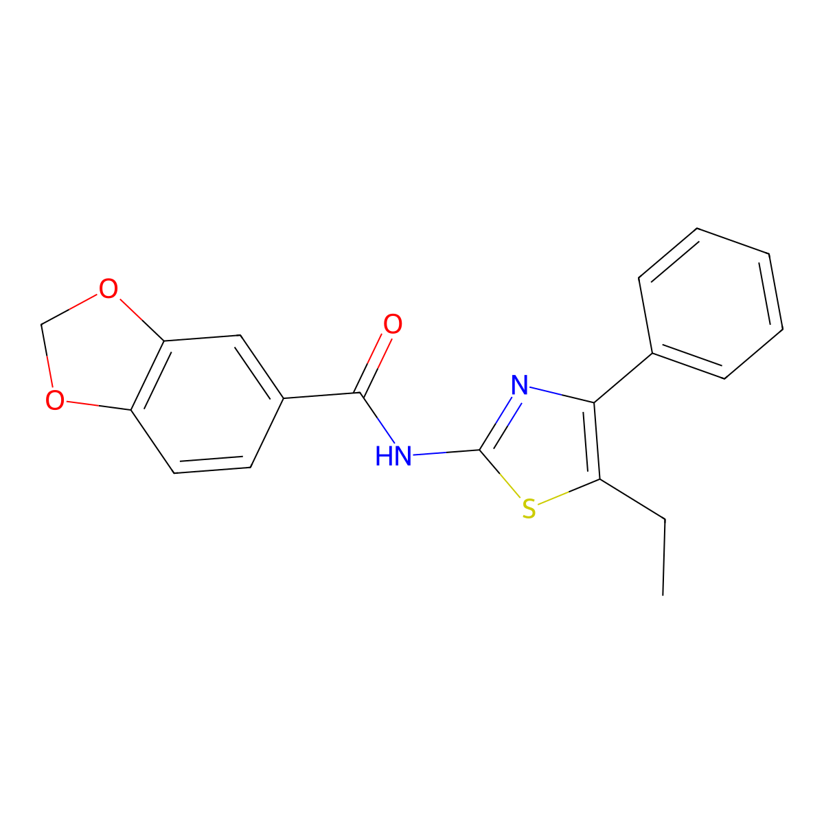 N-(5-ethyl-4-phenyl-1,3-thiazol-2-yl)-1,3-benzodioxole-5-carboxamide molecular structure, CAS 606922-98-9