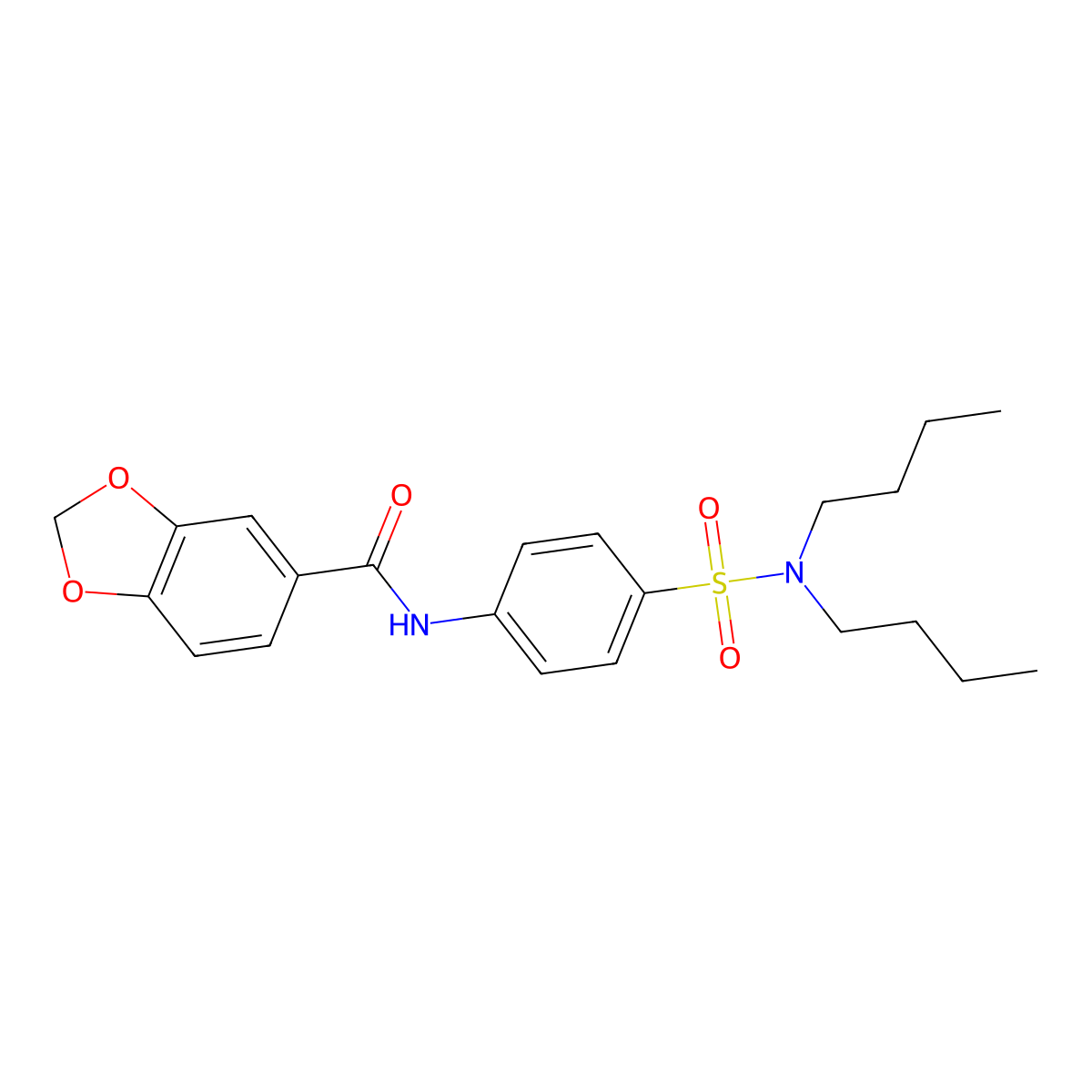 N-[4-(dibutylsulfamoyl)phenyl]-1,3-benzodioxole-5-carboxamide molecular structure, CAS 606923-00-6