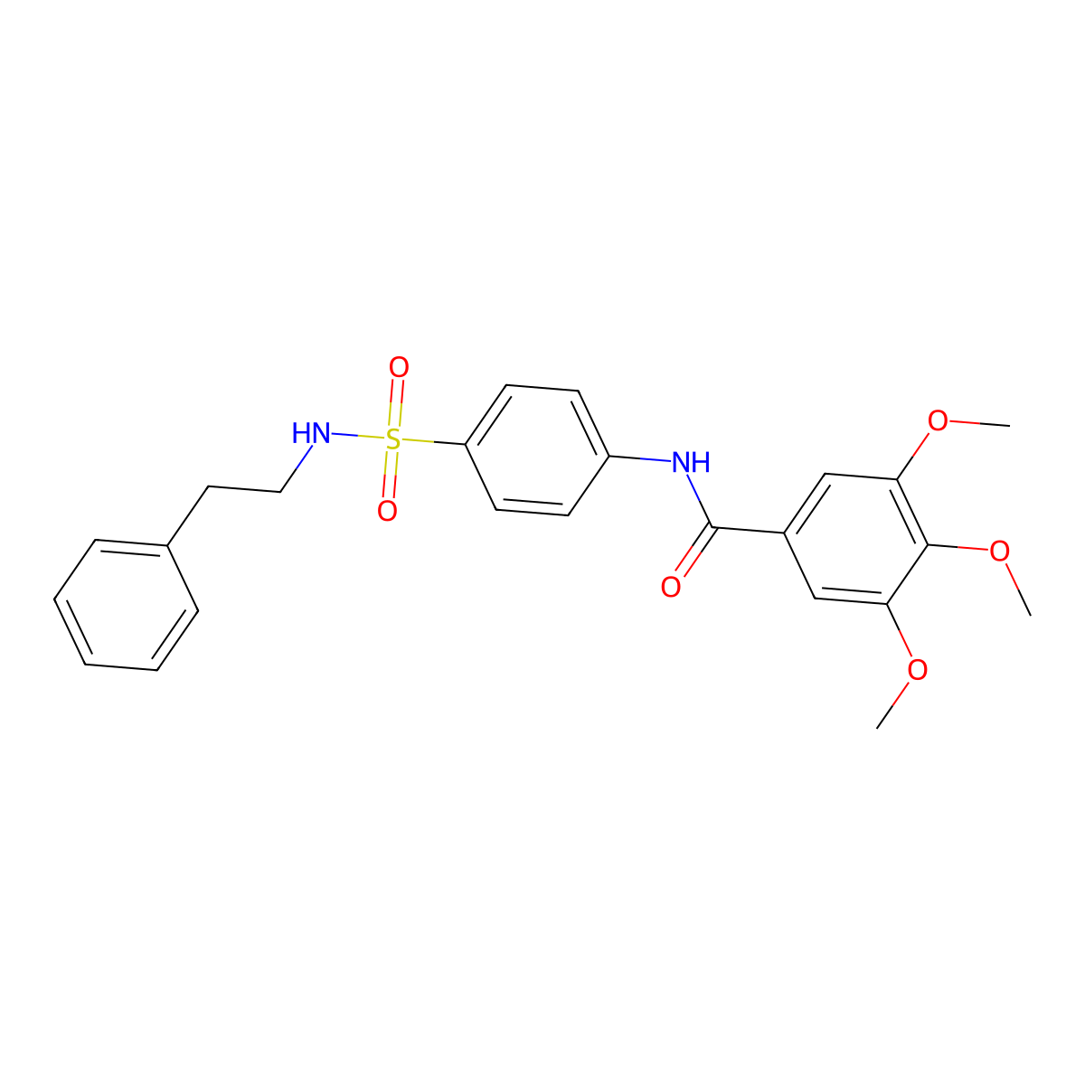 3,4,5-trimethoxy-N-{4-[(2-phenylethyl)sulfamoyl]phenyl}benzamide molecular structure, CAS 606923-01-7