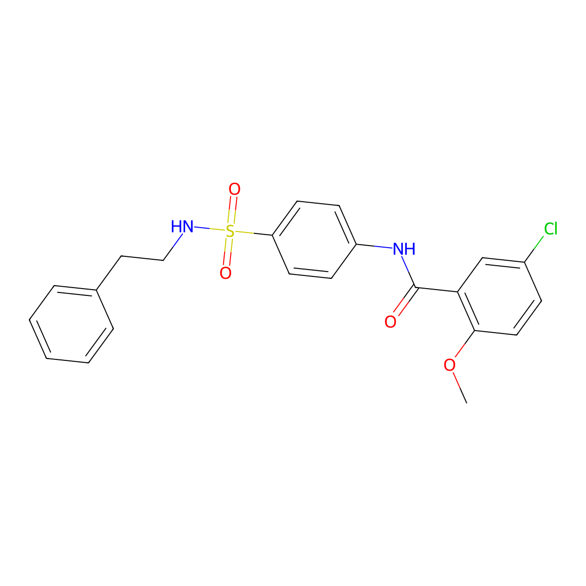 5-chloro-2-methoxy-N-{4-[(2-phenylethyl)sulfamoyl]phenyl}benzamide molecular structure, CAS 606923-08-4
