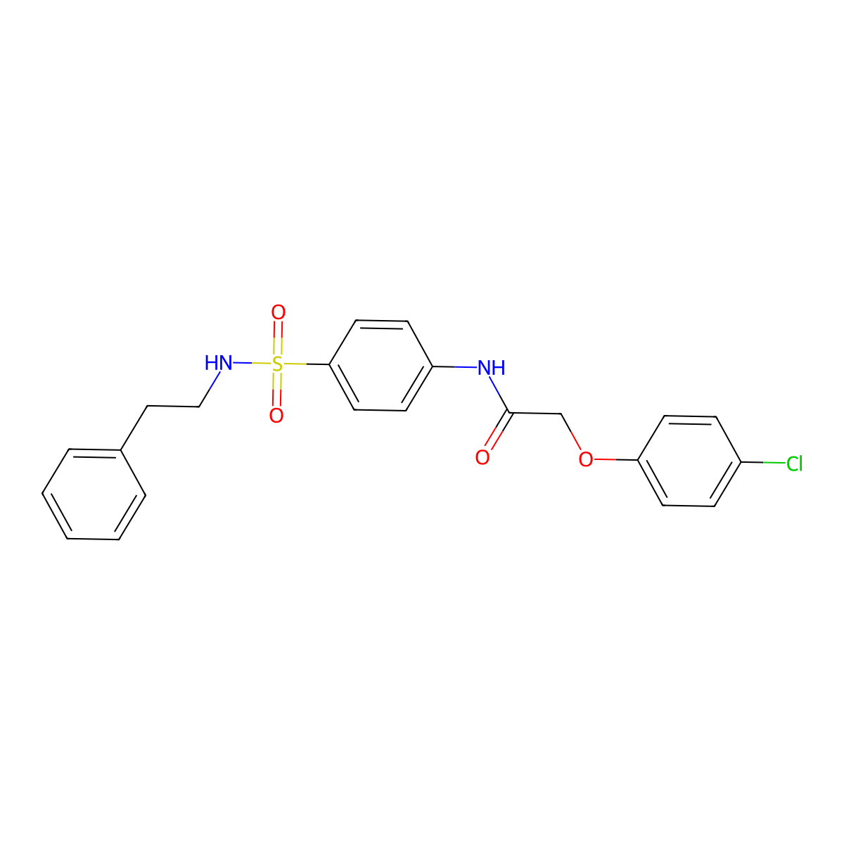 2-(4-chlorophenoxy)-N-{4-[(2-phenylethyl)sulfamoyl]phenyl}acetamide molecular structure, CAS 606923-13-1